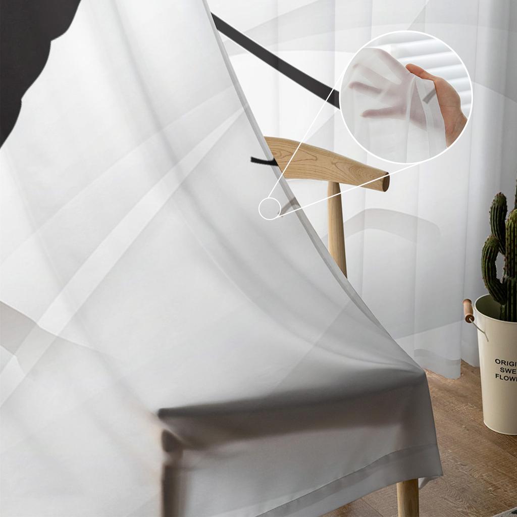 Abstract Hockey Player Modern Curtain For Living Room Transparent Tulle Curtains Window Sheer For The Bedroom Accessories Decor