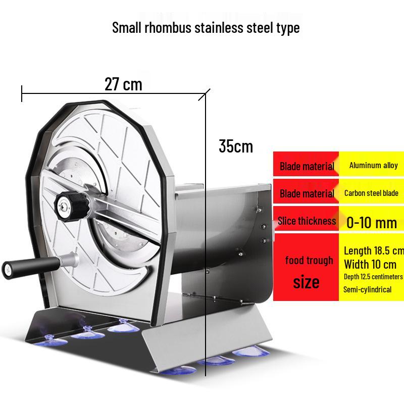 Manual Stainless Steel Hand-Crank Vegetable & Fruit Slicer for Potatoes, Lemons, and More