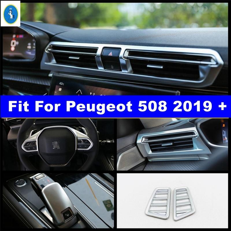 Matte Auto Dashboard Air AC Outlet Vent / Gear Head / Steering Wheel Cover Trim Interior Accessories For Peugeot 508 -