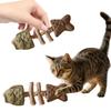 Funny Fish Bone Cat Toy Wooden Teeth Cleaning Stick Cats Dental Toy Feline Tooth Care Tool for Indoor Kittens Pet Supplies