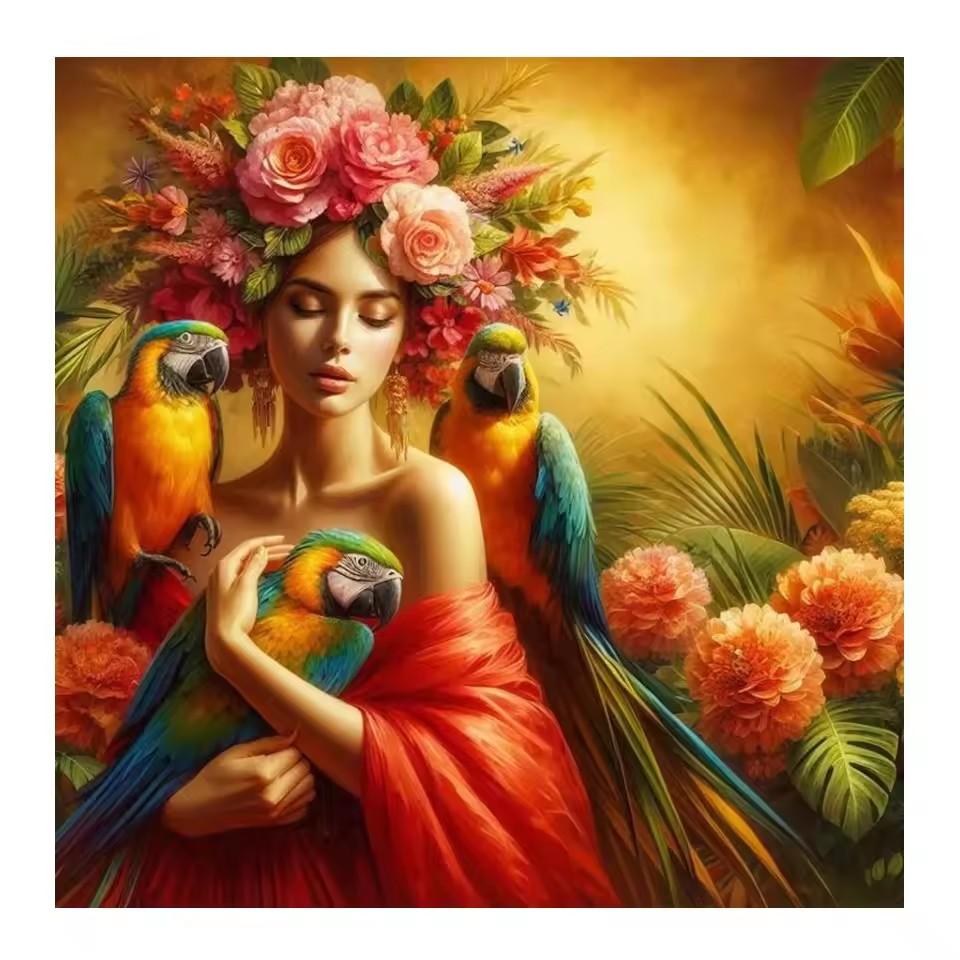Diamond painting Art 5D DIY Colorful Peony Flowers Beauty Girl Diamond Mosaic Bird Tree 5D Rhinestone Cross Stitch Home Decor