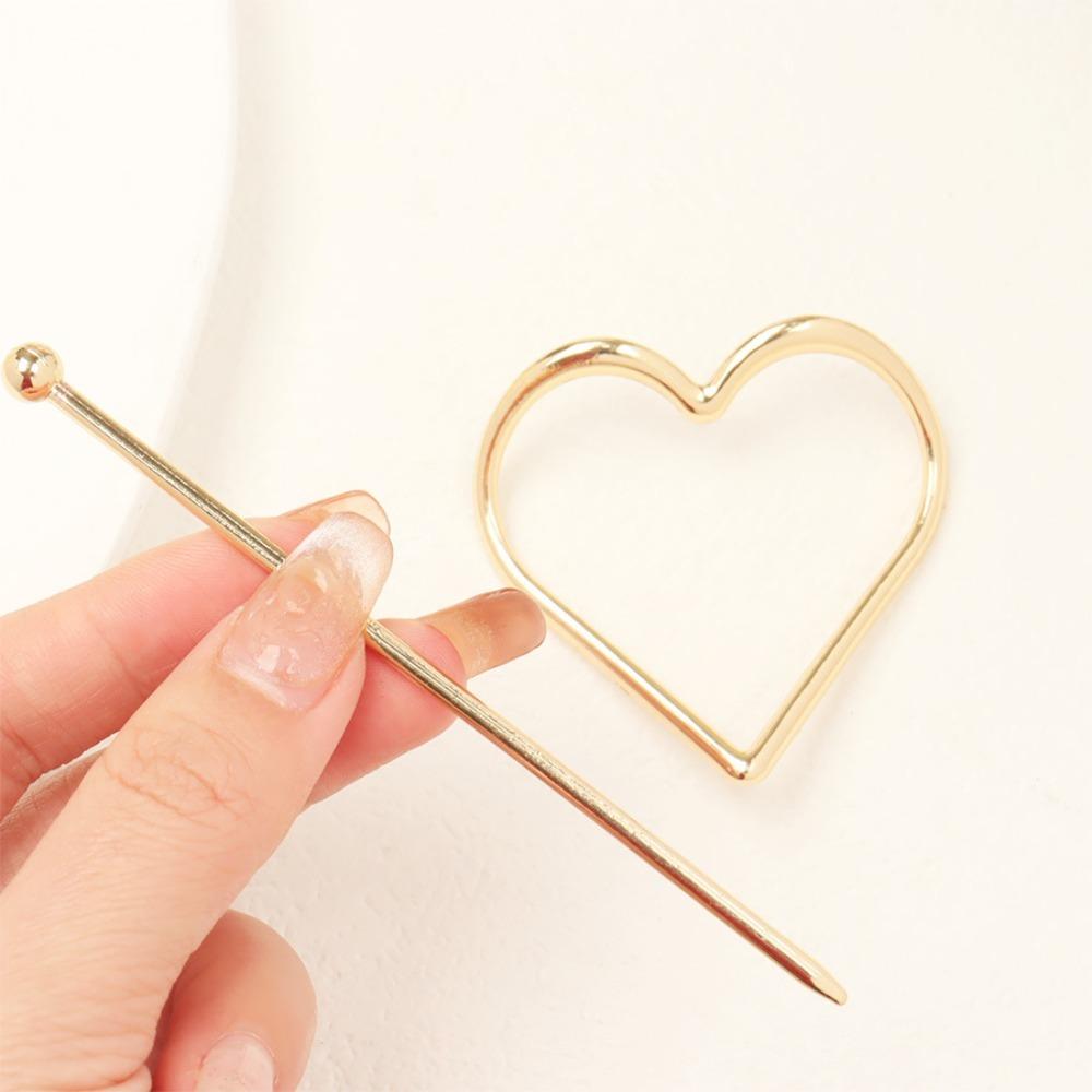 1pc Delicate Love Hairpin Minimalist and Fashionable Alloy Heart Shaped Arrow Hair Sticks for Better Hair Decoration