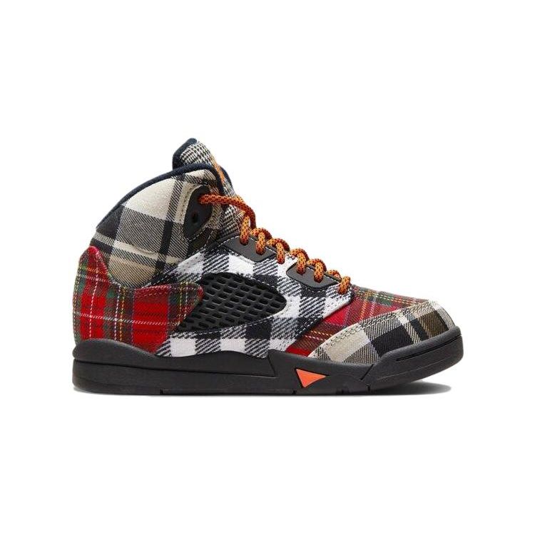 Air Jordan 5 Retro PS Plaid Kids Sneakers Multi-Color Black Total-Orange FD4812-008