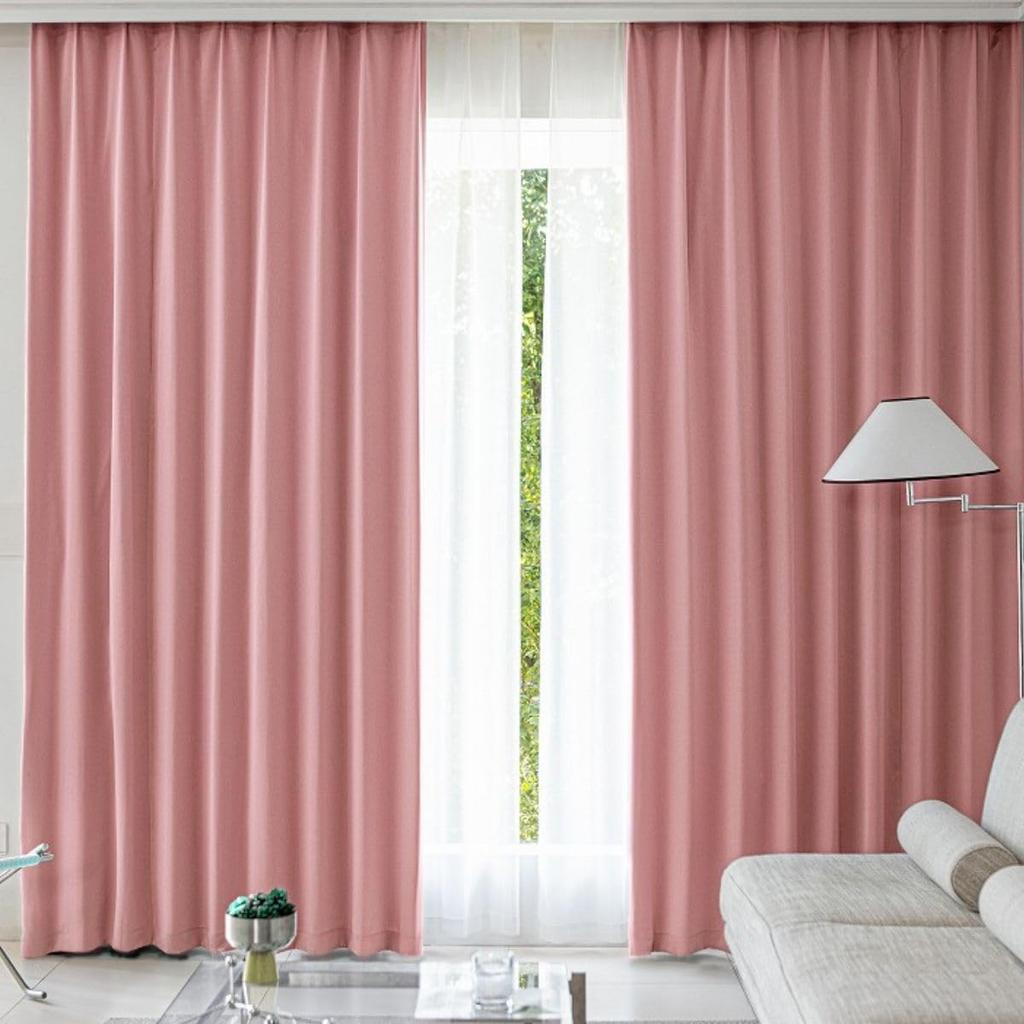Seafield Blackout Curtains, Set of 4, with Mirror Lace Curtains, Width 100cm X Length 110cm, Pink, UV Protection, Washable, HZ-F-2