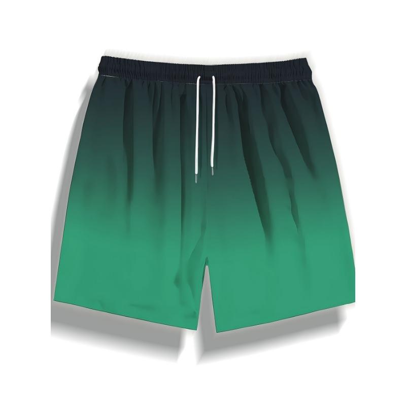 Gradient print men's casual fashion sports shorts loose and comfortable gym men's swimwear beach shorts