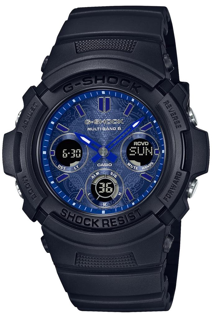 Casio Solar Blue Paisley Black G-Shock AWG-M100SBP-1AJF Men's Radio-Controlled Watch, Series,