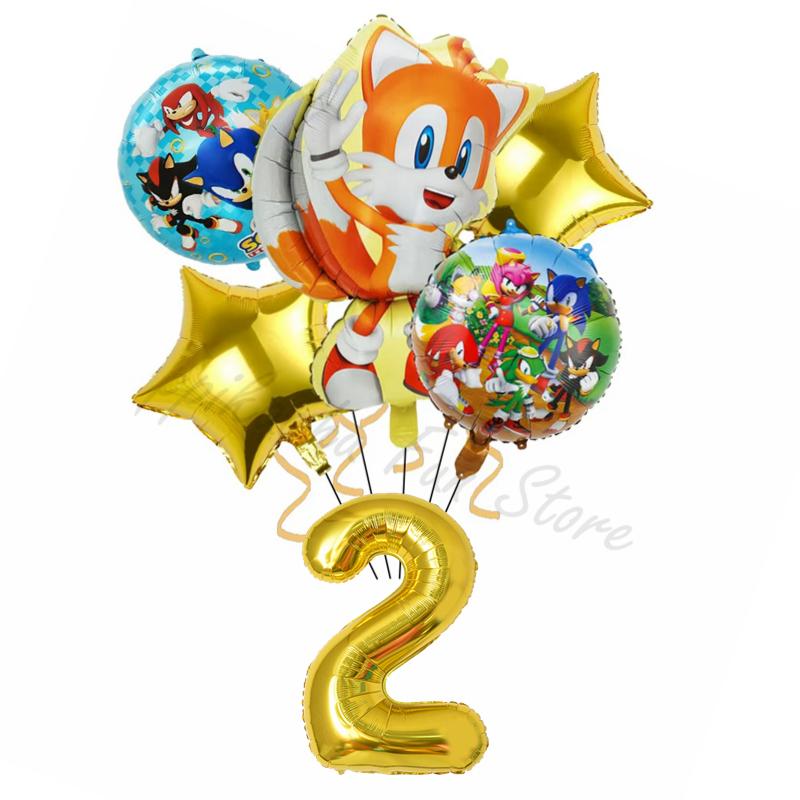 6Pcs Cartoon Hedgehog Balloons Sonic Theme Birthday Party Decoration Balloons For Boys Children Baby Bath Toys