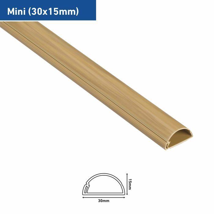 D-line - 1M3015O - 30x15mm Moulure Decorative En Demi-Cercle | | Goulotte Electrique | Cache-Cable | 1m Longeur, Effet Chene