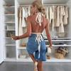 Sleeveless Chiffon Vest Tops Halter Women's Crop Top Fashion Lace-up Camisole  Beach