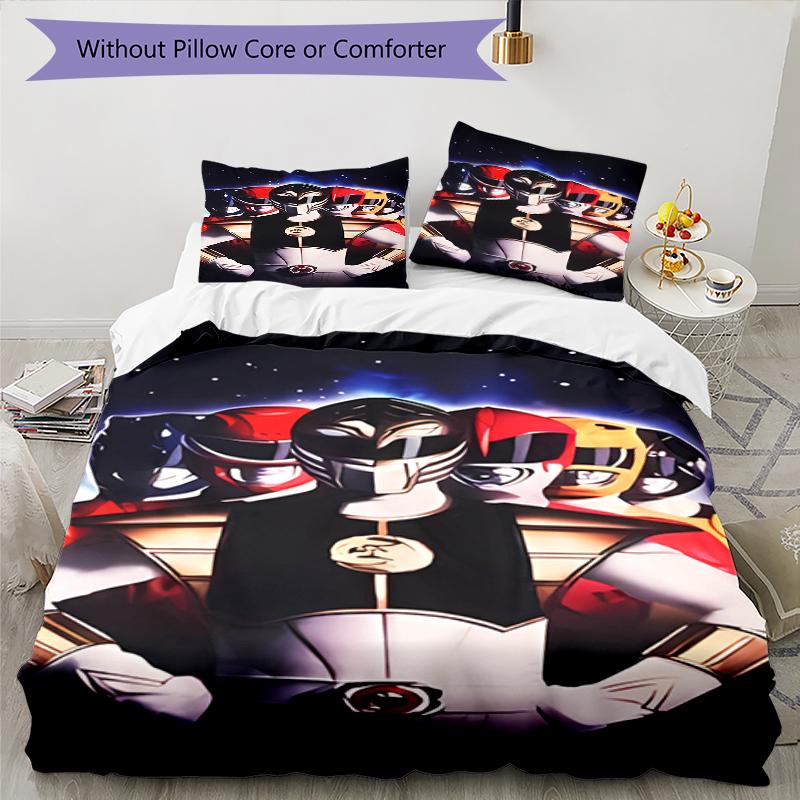 3pcs Mighty Morphin Power Rangers Pattern Bedding Set Duvet Cover Set Includes Duvet Cover &pillowcases, Perfect All Season Bedroom Decoration & Gift