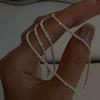 Shiny Silver Single Pearl Necklace Simple Versatile Alloy Necklace Clavicle Chain Jewelry Accessory for Women