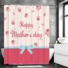 Happy Mother's Day Pink Floral Blue Bow Shower Curtain, Bathroom Decorative Shower Curtain, Waterproof Shower Curtain with Hooks
