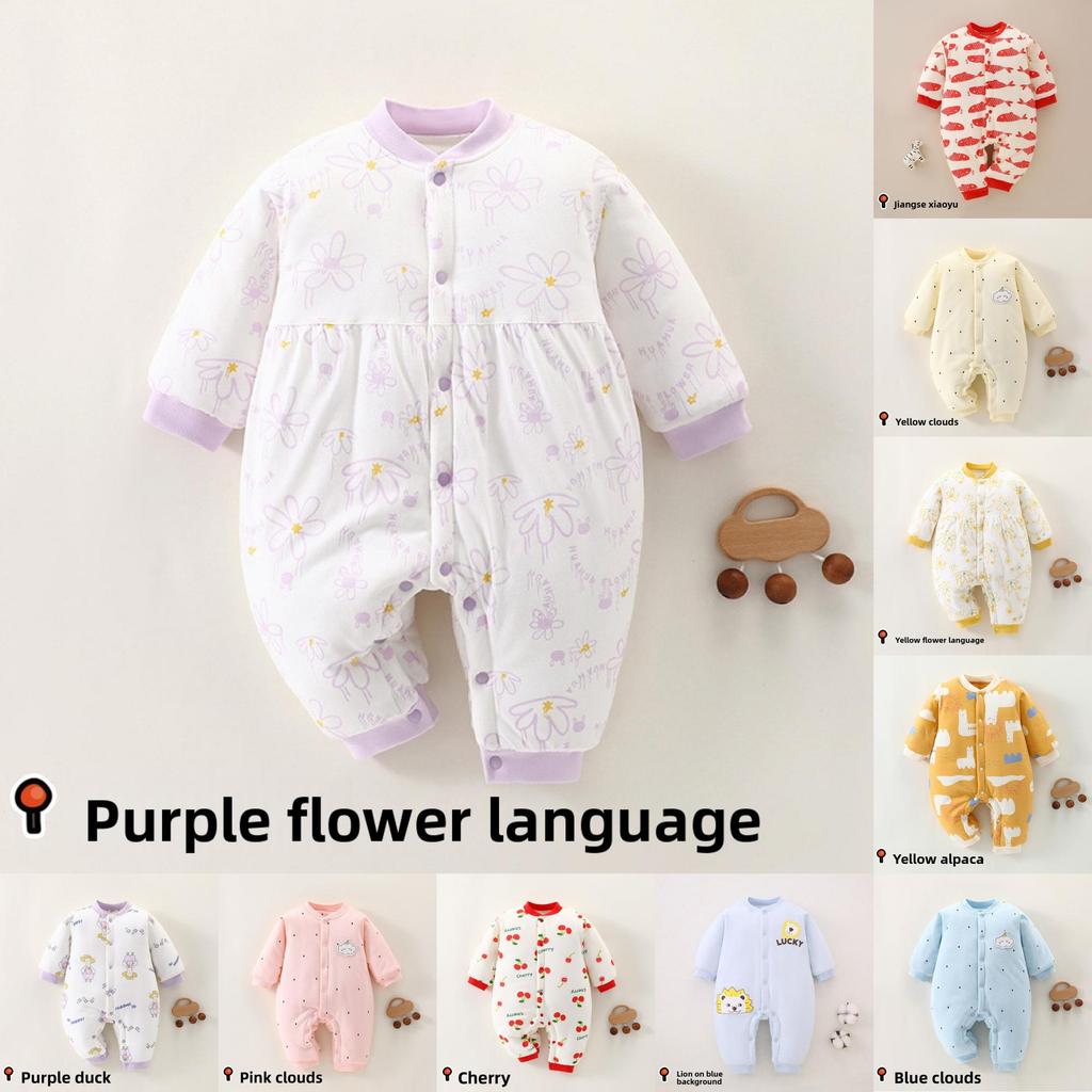 Baby Winter Cotton Romper With Thickened Fabric For Newborns And Infants