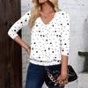 Women's Fashion Casual V-Neck Three-Quarter Sleeve Print Top