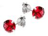 Silver Earrings With Red Zirconia For Women Studs Hoops 6Mm 925 Silver