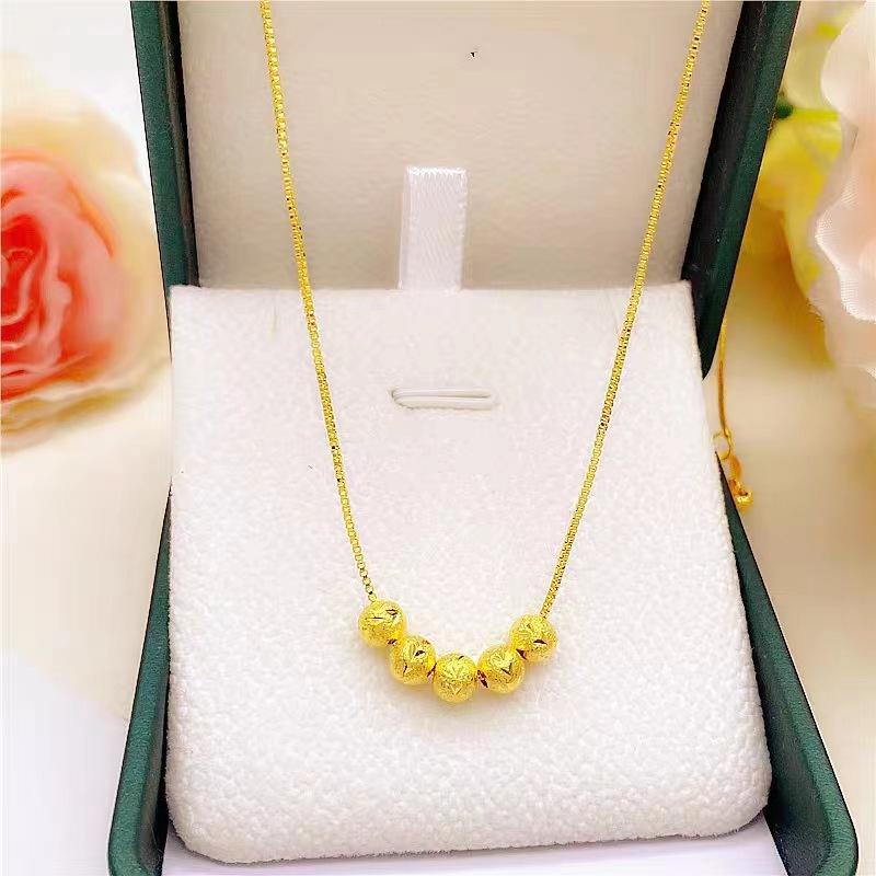 Lucky Bead Necklace Women'S Light Luxury Premium Sense Versatile Clavicle Chain
