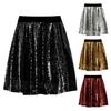 Women Skirt Elastic High Waist Sparkling Sequins Short Skirt Breathable Fabric Slimming Skirt Work Leisure Travel Parties