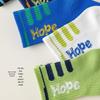 Boys' Mid-Calf Combed Cotton Socks - Spring/Autumn Stripe and Letter Design