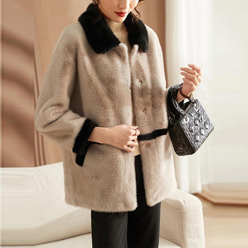 

Зимнее пальто для мамы в западном стиле, норковое плюшевое благородное верхнее женское пальто с искусственным мехом темперамента