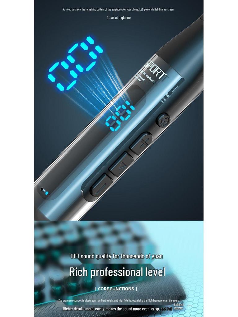 Bluetooth In-Ear Nackenbügel-Kopfhörer mit tiefem Bass, langer Akkulaufzeit, Geräuschunterdrückung und wasserdichtem Design für Studenten und Sport.