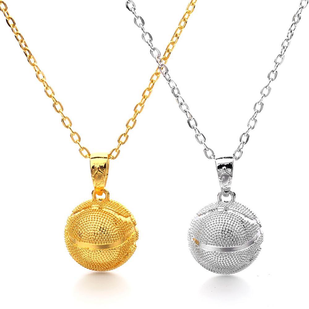 Fashion Design 3d Basketball Pendant Necklace Men Paired Decorative Jewelry Gift