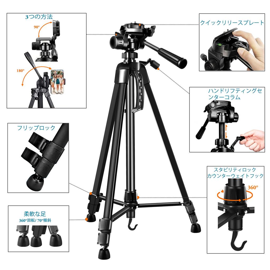 Tripod for Tripod Stand Mount Compatible with iPad Surface iPhone Tablets iPad, Tablet, Phone, Camera, Holder, 60" Tall, Pro, Air, Mini, 12.9, 11,