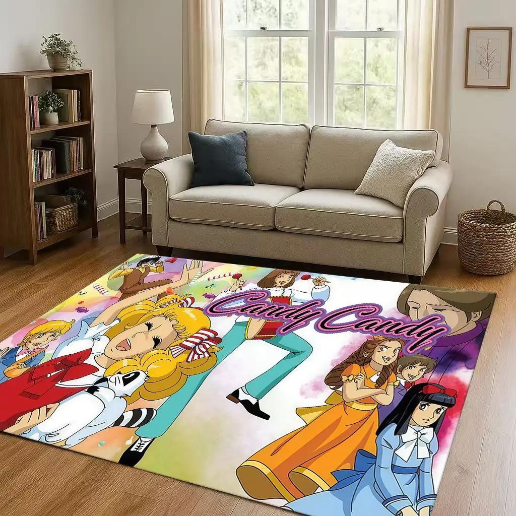 Retro Cartoon Candy Candy Sweet Girl Room Non-Slip Area Rug Soft Carpet for Bedroom Playroom Sofa,Easy Clean Home Decor Doormat