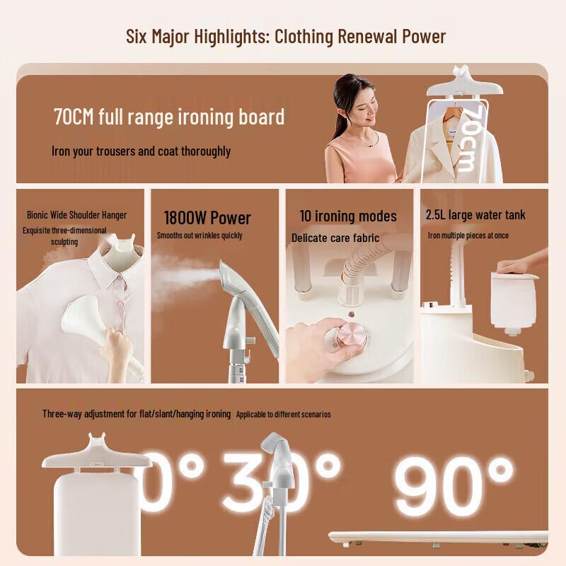 Midea Upgraded Garment Steamer with Large Ironing Panel CN plug (adapter included)