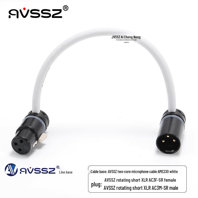 AVSSZ FX3 Gold-Plated XLR L-Shaped Microphone Cable, Short Male to Female Audio Connector