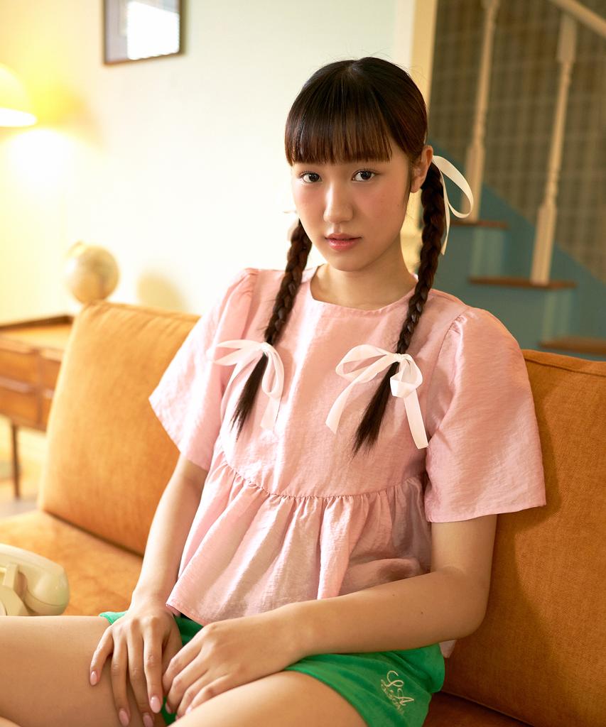 LETTRE DE LE TOILE Wavy Crop Tencel Blouse (Pink)