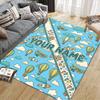 Custom Name,Pastel Banner Doodle Art Home Sofa Decoration for Living Room & Bedroom, Non‑Slip Play Flannel Floor Mat for Game Room