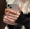 Shiny Cute Crystal Butterfly Zircon Rings for Women 2PCS Korean Minimalist Wedding Ring Silver Color Ring Jewelry