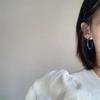 2024 Geometric Blue Hoop Earrings: Korean Style Celebrity Ear Jewelry Clips for Women