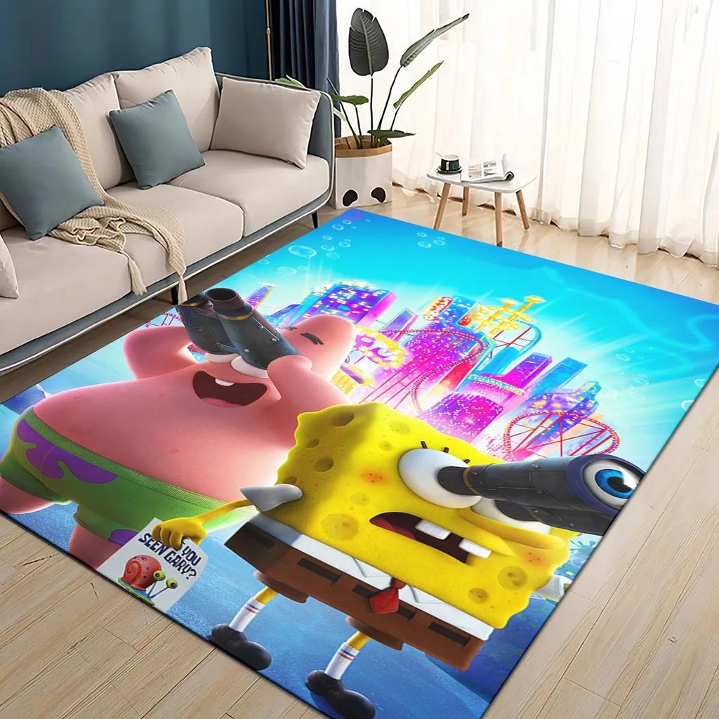 3D Cartoon S-SpongeBob Funny Area Rug,Carpet Rug for Living Room Bedroom Sofa Doormat Decoration,kids Non-slip Floor Mat