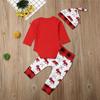 Christmas Newborn Baby Clothes Set Romper Long Pants Beanie Hat