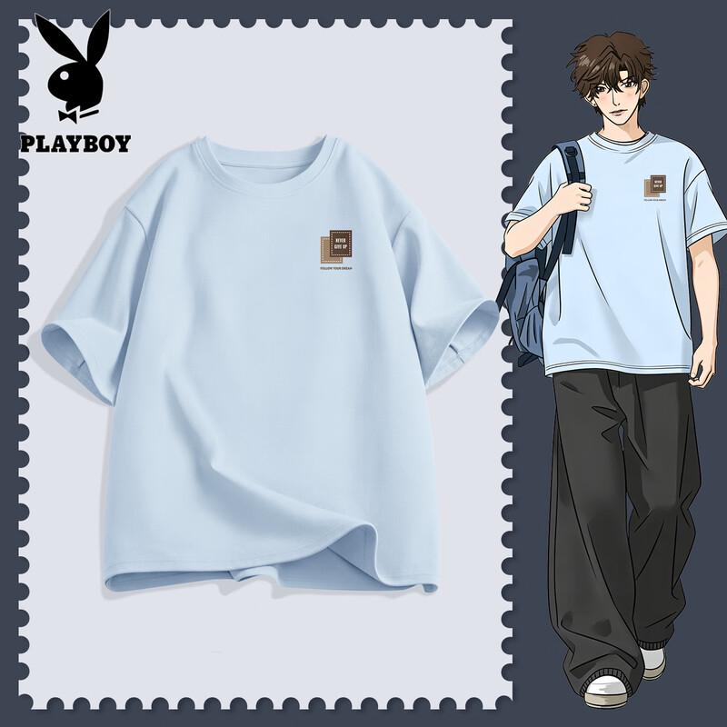 PLAYBOY Men s 2026 Summer Cotton Breathable Loose Fit T-Shirt 3XL