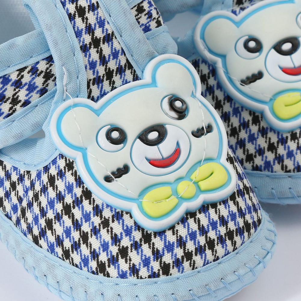 Infant Baby Cartoon Bear Crib Shoes Canvas Shoes Flat Walking Shoes