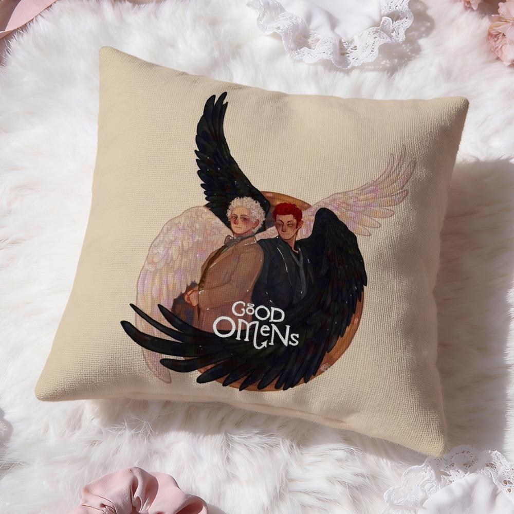 Tv G-Good Omens Cushion Cover Premium Comfort Reversible Pillow Cove -Two in One Design for Any Room & Car Interior