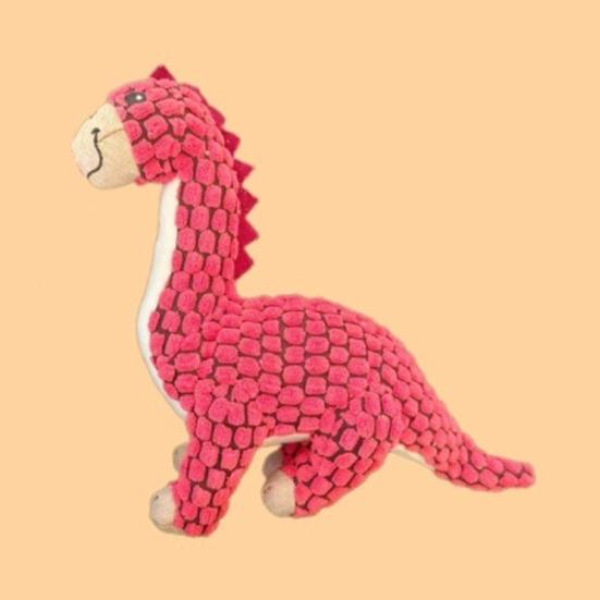 Plush Dinosaur Dog Toy Squeaky Interactive Dog Chew Toy Textured Stuffed Animal for Puppy Teething Medium Large Dogs