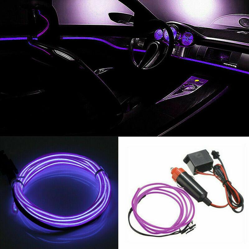 1Pc Universal 2M 12V LED Car Panel Decor Atmosphere Lights Wire Strip Lamp Light Car Lights Decoration Car Interior Accessories