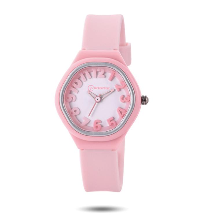 

C14 Children s Simple Quartz Large Digital Watch Waterproof Kid Girls Student Exam Quiet Watches Female Fashion Wristwatch розовый