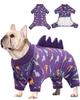 Dinosaur Costume Dog Pajamas, Stretchy Spandex Crystal Velvet Sleepwear Coat Soft Pet Outfit Clothes for All Seasons