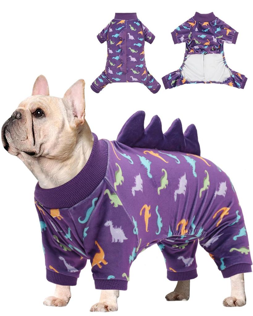 Dinosaur Costume Dog Pajamas, Stretchy Spandex Crystal Velvet Sleepwear Coat Soft Pet Outfit Clothes for All Seasons
