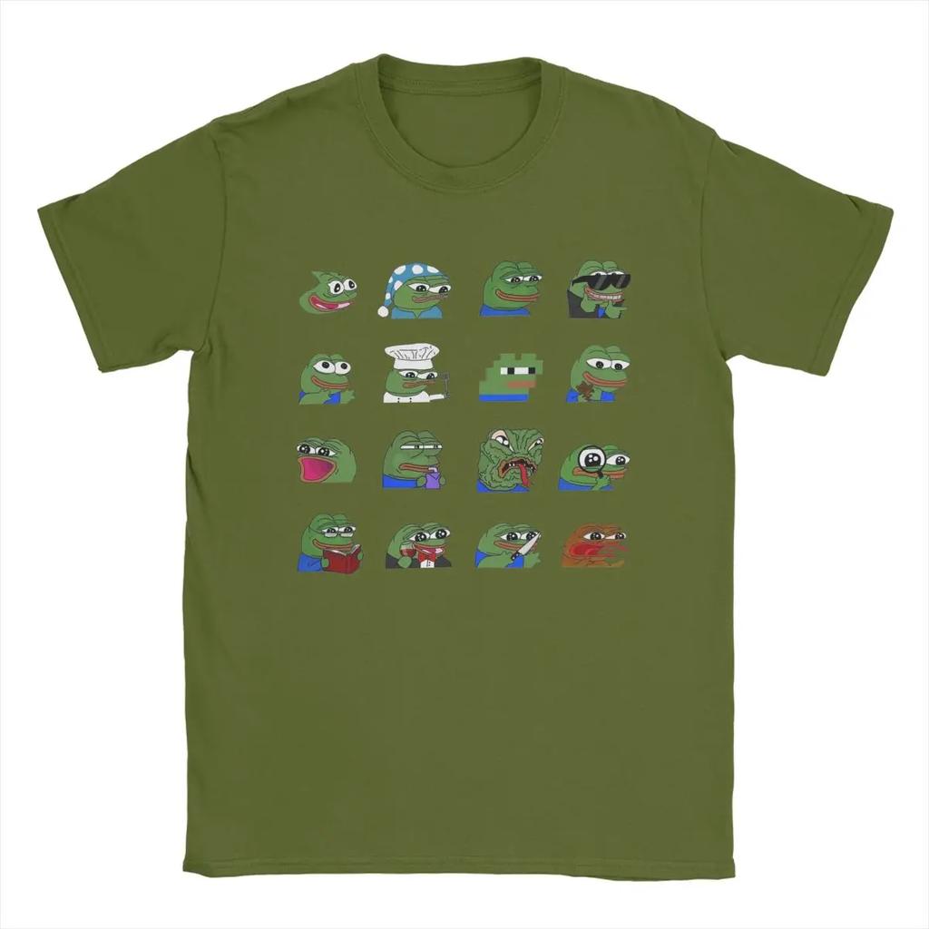 Pepe Peepo Variety Set Men T Shirt Fun Tees Short Sleeve Crewneck T-Shirts Pure Cotton Graphic Tops