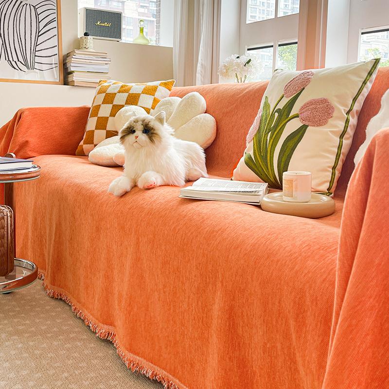 

Однотонное Полотенце для Дивана из Шенилла цвета Инс Крем Универсальный Чехол на Диван Все включено Ткань для Чехла 180*130cm