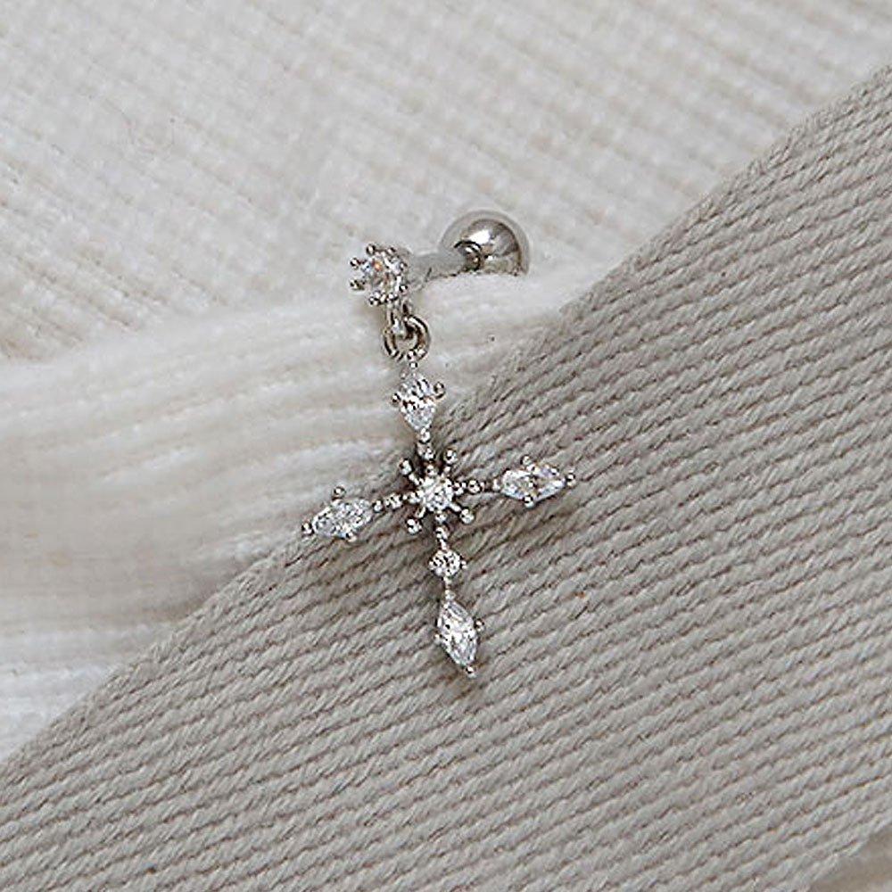 [1+1] Fashion Piercing Cubic Cross 2 types (Sold individually)