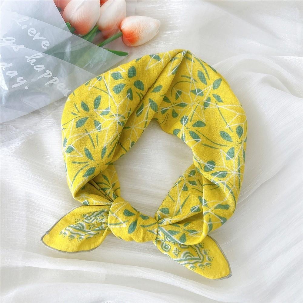 Fashion Floral Print Square Scarf Soft Handkerchief Women Hair Scarf Cotton Linen Head Scarfs Ladies Neck Scarves Summer Autumn