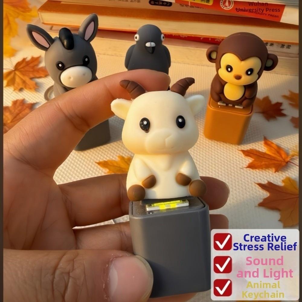 Fidget Animal Clicker Keychain Keyboard Sound-producing Toy Sensory Play Pendant  For Adults