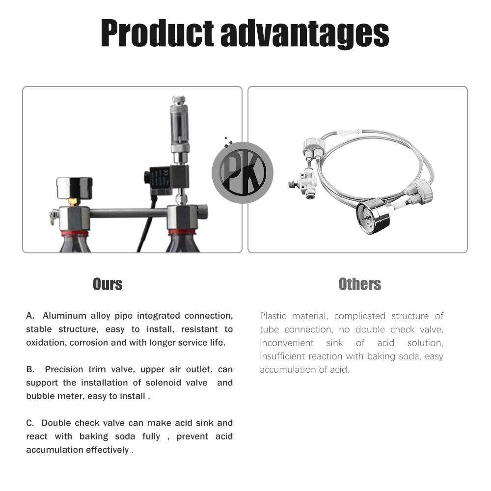 Kit sistem de generator de CO2 pentru acvariu Sistem de generator de CO2 cu supapă electromagnetică