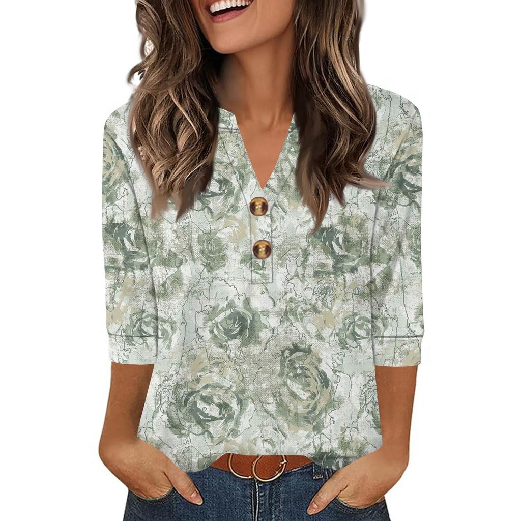 Camisas de Manga 3/4 Heley para Mujer Moda Verano Blusas Ropa para Vacaciones en la Playa